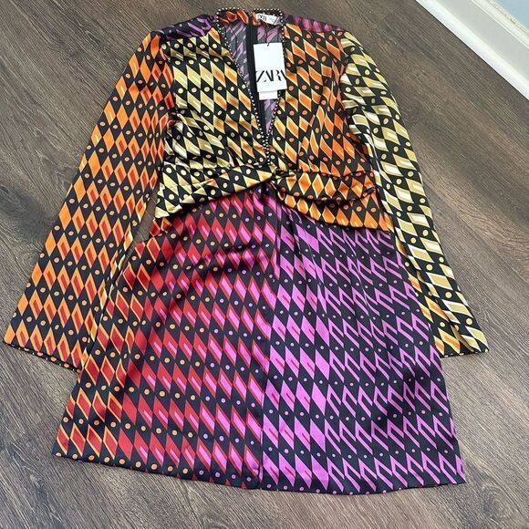 Zara blogger favorite printed midi dress NWT - Picture 7 of 9